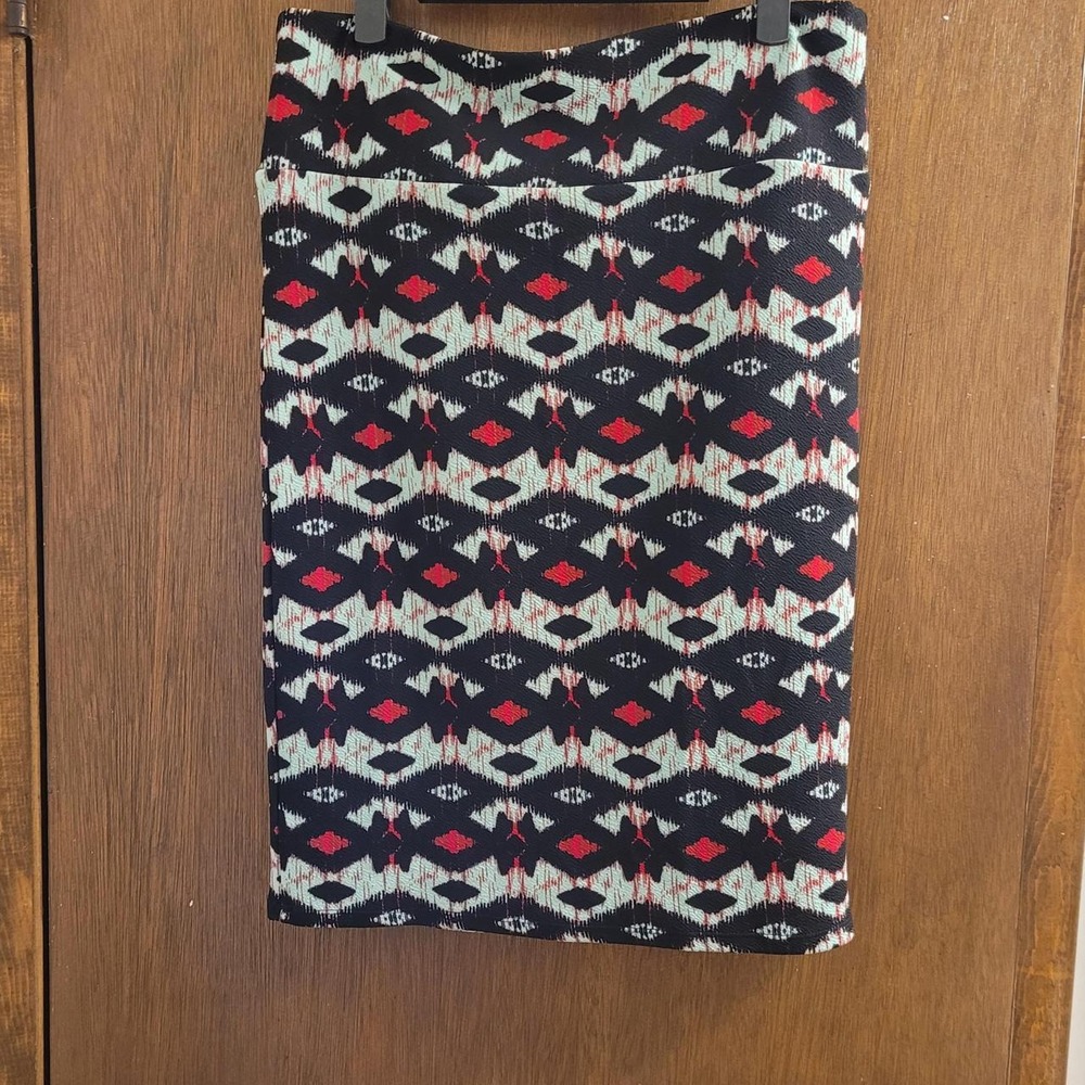 Lularoe Geometric Aztec Pencil Skirt Size Large Stretch Pull On Boho Hippie - Picture 2 of 5